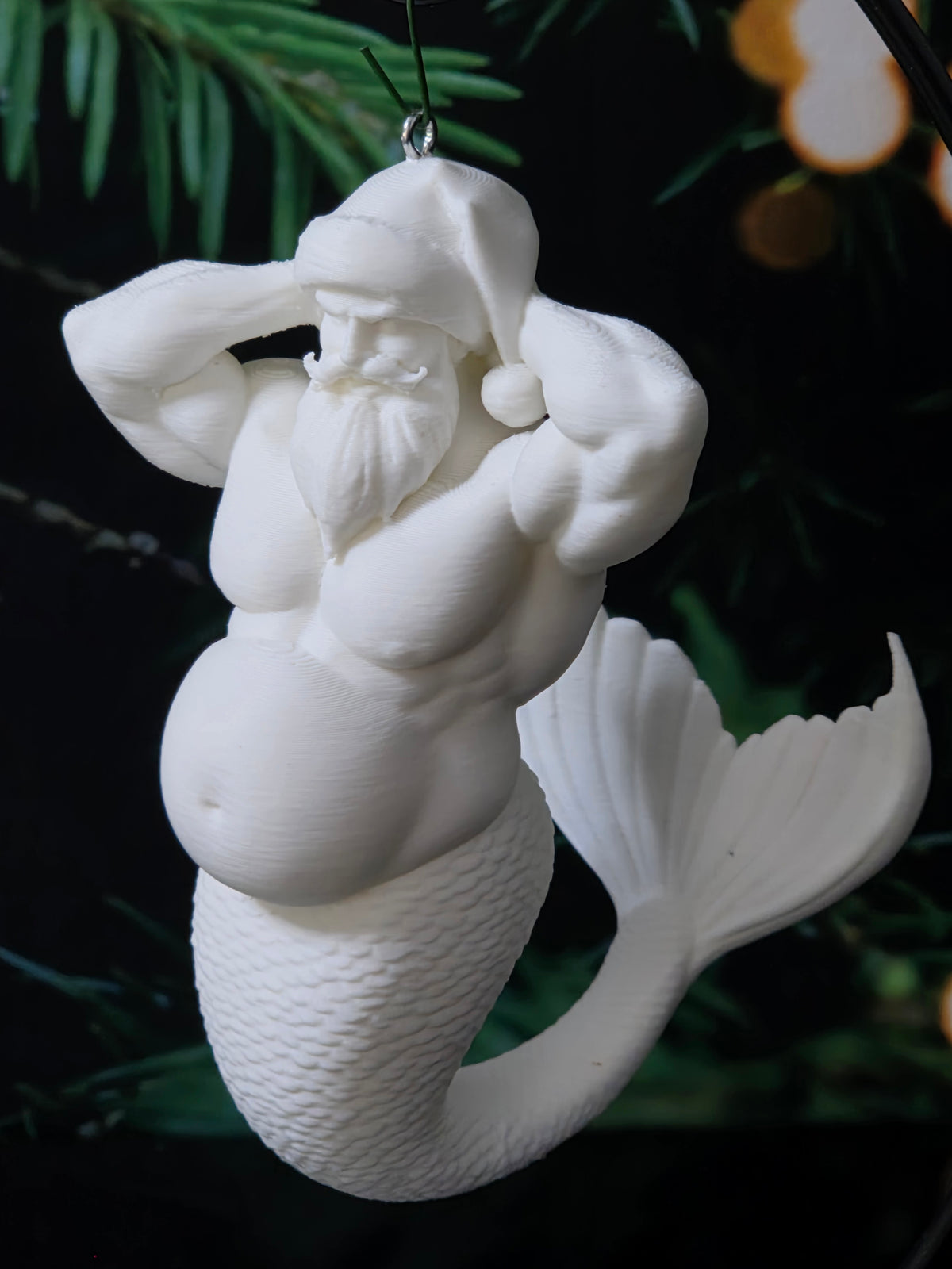 Santa Pit Stop Merman Ornament