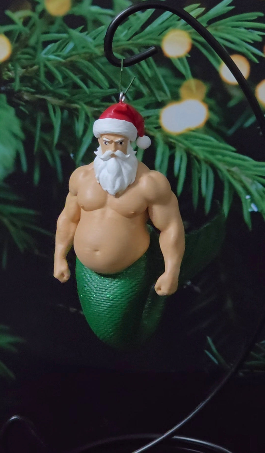 Painted Santa Merman Ornament